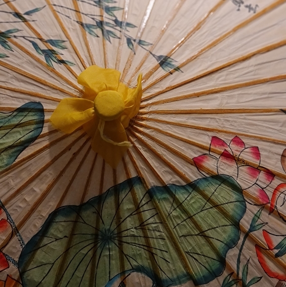 Vintage Japanese Rice Paper Oriental Parasol Umbre - Picture 4 of 6